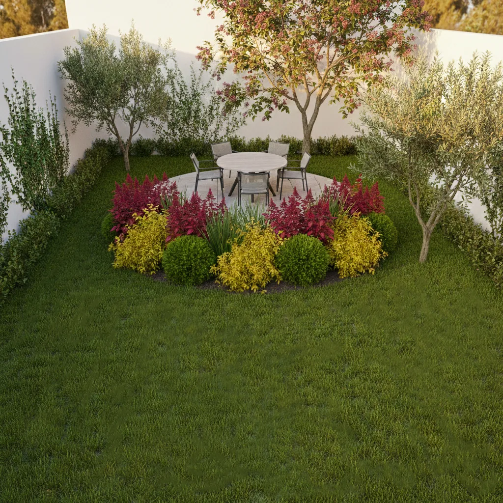 Jardín después de instalar pasto sintético: verde perfecto todo el año